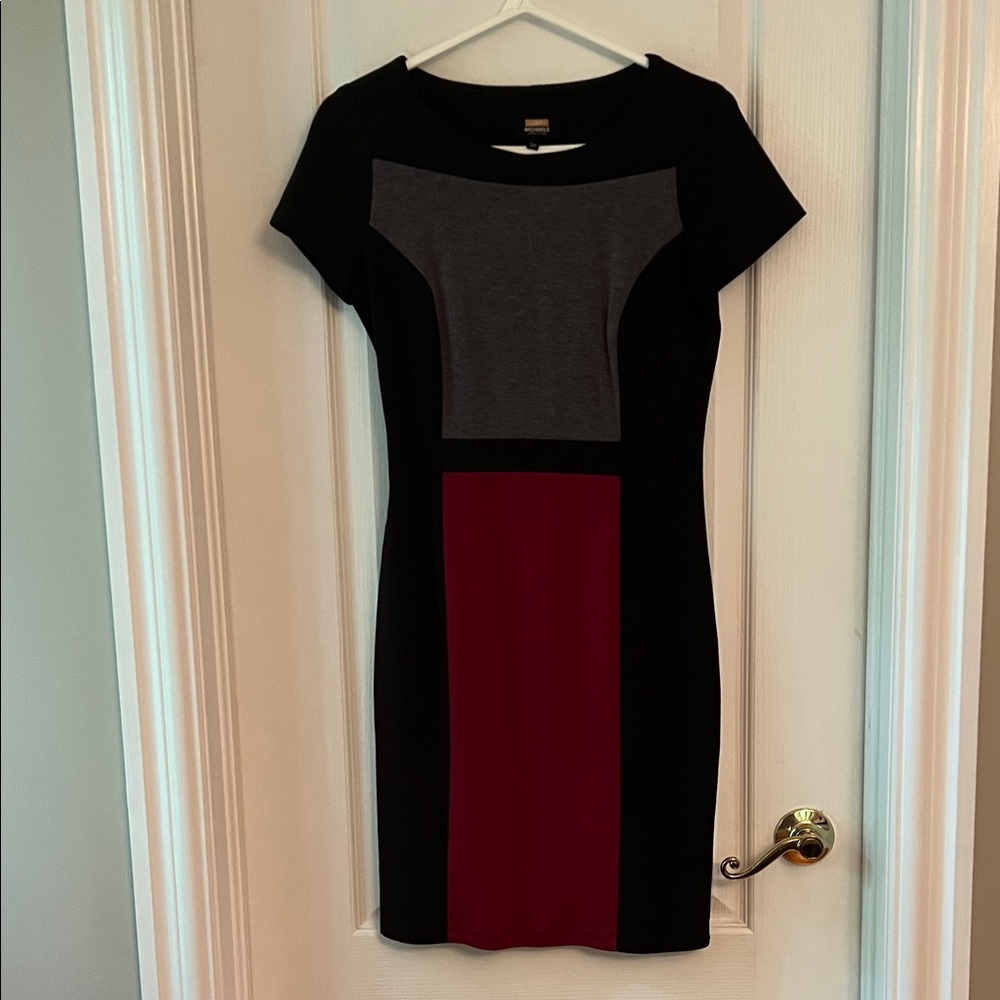 Elegant Black, Gray, and Red Mini Dress